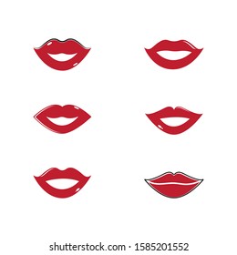 Set of Lips icon cosmetic logo vector template