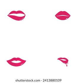 Set of Lips icon cosmetic logo vector template