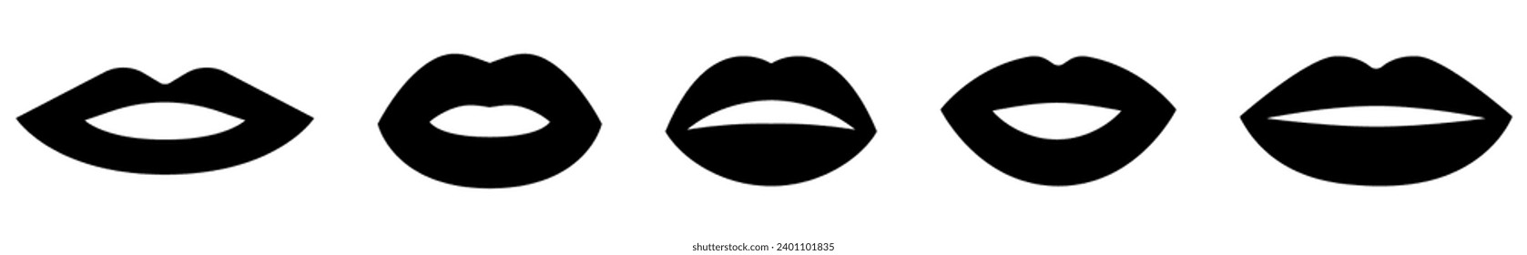 Set of lips icon. Vector illustration isolated on white background
