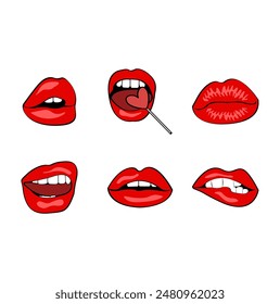 Set of lips icons on a white background