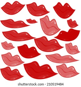 Set of lips illustrated on white
