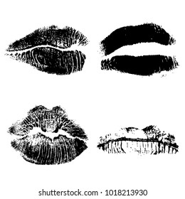 Female Kiss Shape Lips Illustration Set Stock Illustration 1900144915