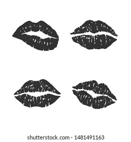 Set of Lips marks isolated on white. Vector illustration.