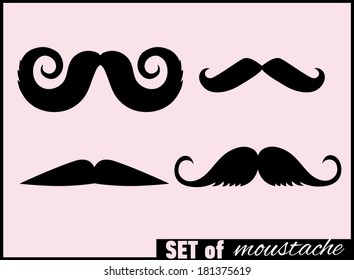 Set of lips and mustaches. Vector illustration.