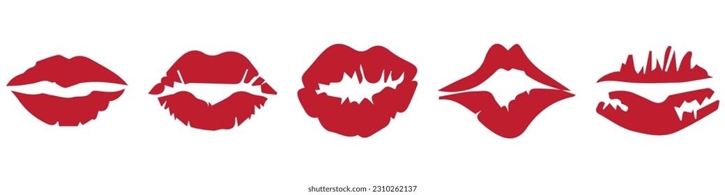 Set of lips, red color. Vector endings. EPS 10