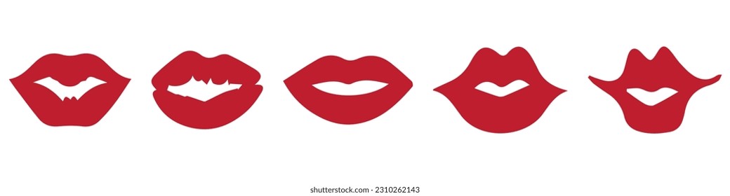 Set of lips, red color. Vector endings. EPS 10