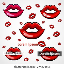 Set of lips. Templates for the text and design. Vector