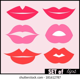 Set of lips. Vector illustration.