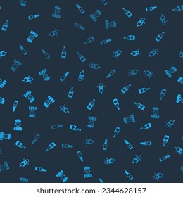 Set Lipstick, Bottles of wine, Scooter and French man on seamless pattern. Vector