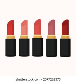 Un conjunto de pintalabios en diferentes colores para su uso en un cliente.Imagen vectorial para su uso en el diseño de la publicidad cosmética