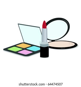 Set of Lipstick, Eyes Shadow and Face-powder