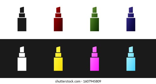 Set Lipstick icon isolated on black and white background.  Vector Illustration