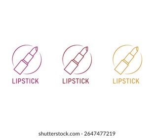 Conjunto de design de logotipo batom, batom de maquiagem feminina logotipo estilo contornado