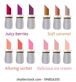 Set of lipsticks of different colors
