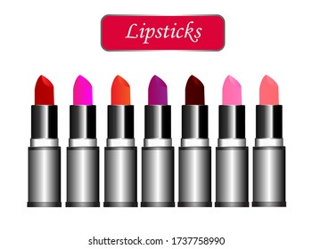 set of lipsticks isolated, vector art with editable eps file	