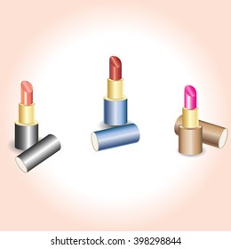 set of lipsticks on a light background
