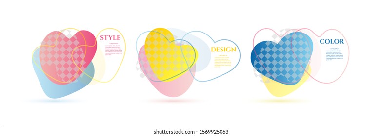 Set of liquid, abstract shapes. Dynamic color shapes and lines with light gradient transition. Isolated on white background. Vector illustration