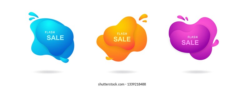 Set of liquid abstract vector design. Fluid gradient geometric for minimal banners, logo, flyer, poster, advertising. Abstract trendy dynamic background.