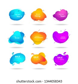 Set of liquid abstract vector design. Fluid gradient geometric for minimal banners, logo, flyer, poster, advertising. Abstract trendy dynamic background.