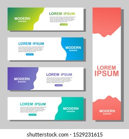 Set of liquid abstract web banner. Flat geometric shapes of different color  for social media post promotion. Background with text space, hand drawn elements. Sale, discount, promo layout template