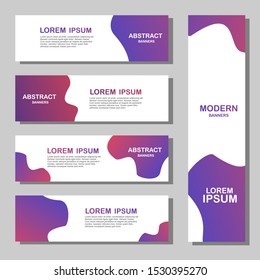 Set of liquid abstract web banner. Flat geometric shapes for social media post promotion, Sale, discount, promo.Creative Paper Tag, Poster, Banner or Flyer design, Vector illustration template
