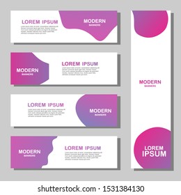 Set of liquid abstract web banner. Flat geometric shapes of different color  for social media post promotion. Background with text space, hand drawn elements. Sale, discount, promo layout template