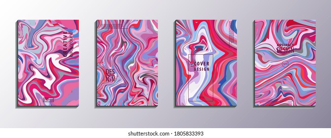 Conjunto de tapas de textura acrílica líquida. Para afiches, carteles, publicaciones, tarjetas de visita, invitaciones, impresos y en línea. Resumen del arte fluido.