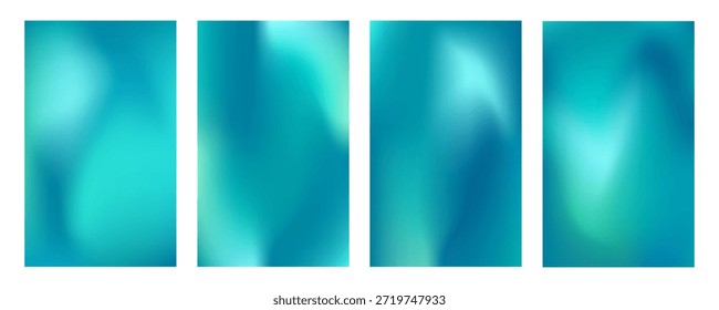 Conjunto de pósters de gradiente de color aguamarina líquido