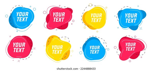 Set of liquid badges. Text liquid stickers collection