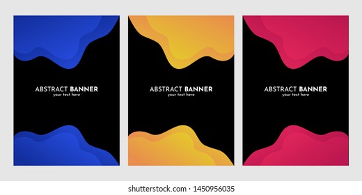 Set liquid banner with black background