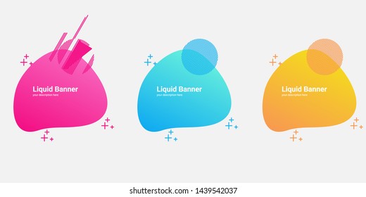 set of liquid banner modern gradient abstract banner with liquid free vektor