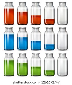 A set of liquid bottle illustration