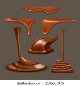 Set of liquid chocolate vector. Melted chocolate. Set of liquid chocolate vector. Melted chocolate.