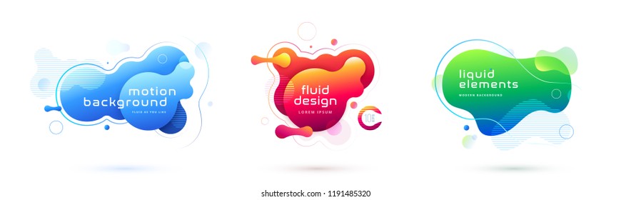 Set liquid color abstract geometric shapes  Fluid gradient elements for minimal banner  logo  social post  Futuristic trendy dynamic elements  Abstract background  Eps10 vector 