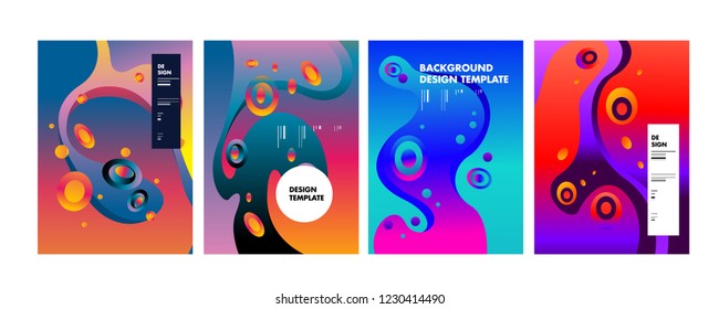 Set of liquid color abstract geometric shapes. Fluid gradient elements for minimal banner, logo, social post. Futuristic trendy dynamic elements. Abstract background. Eps10 vector.