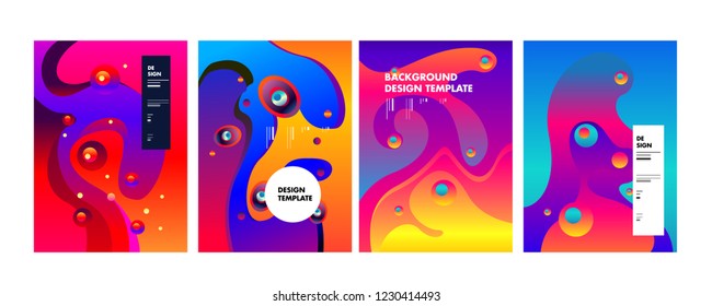 Conjunto de formas geométricas abstractas de color líquido. Elementos de degradado fluido para banner mínimo, logotipo, post social. Elementos dinámicos futuristas de moda. Antecedentes abstractos. Vector Eps10.