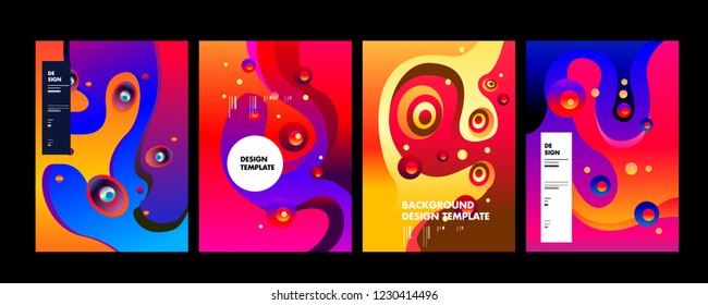 Set of liquid color abstract geometric shapes. Fluid gradient elements for minimal banner, logo, social post. Futuristic trendy dynamic elements. Abstract background. Eps10 vector.