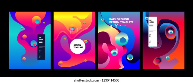Set of liquid color abstract geometric shapes. Fluid gradient elements for minimal banner, logo, social post. Futuristic trendy dynamic elements. Abstract background. Eps10 vector.