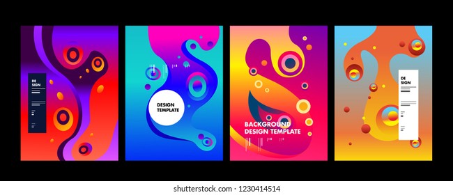 Set of liquid color abstract geometric shapes. Fluid gradient elements for minimal banner, logo, social post. Futuristic trendy dynamic elements. Abstract background. Eps10 vector.