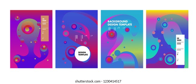 Set of liquid color abstract geometric shapes. Fluid gradient elements for minimal banner, logo, social post. Futuristic trendy dynamic elements. Abstract background. Eps10 vector.