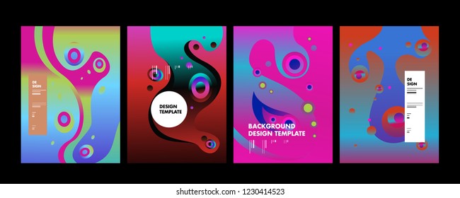 Set of liquid color abstract geometric shapes. Fluid gradient elements for minimal banner, logo, social post. Futuristic trendy dynamic elements. Abstract background. Eps10 vector.