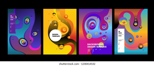 Set of liquid color abstract geometric shapes. Fluid gradient elements for minimal banner, logo, social post. Futuristic trendy dynamic elements. Abstract background. Eps10 vector.