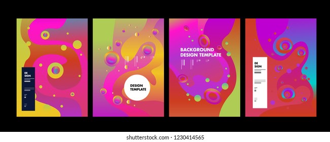 Set of liquid color abstract geometric shapes. Fluid gradient elements for minimal banner, logo, social post. Futuristic trendy dynamic elements. Abstract background. Eps10 vector.