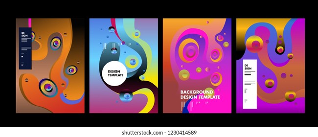 Set of liquid color abstract geometric shapes. Fluid gradient elements for minimal banner, logo, social post. Futuristic trendy dynamic elements. Abstract background. Eps10 vector.