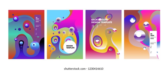 Set of liquid color abstract geometric shapes. Fluid gradient elements for minimal banner, logo, social post. Futuristic trendy dynamic elements. Abstract background. Eps10 vector.