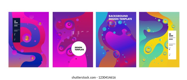 Set of liquid color abstract geometric shapes. Fluid gradient elements for minimal banner, logo, social post. Futuristic trendy dynamic elements. Abstract background. Eps10 vector.