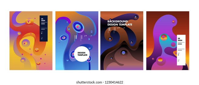 Set of liquid color abstract geometric shapes. Fluid gradient elements for minimal banner, logo, social post. Futuristic trendy dynamic elements. Abstract background. Eps10 vector.
