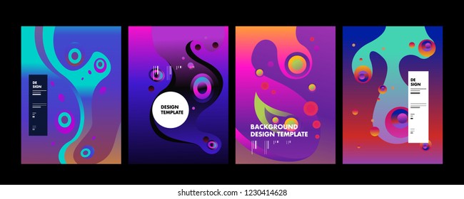 Set of liquid color abstract geometric shapes. Fluid gradient elements for minimal banner, logo, social post. Futuristic trendy dynamic elements. Abstract background. Eps10 vector.