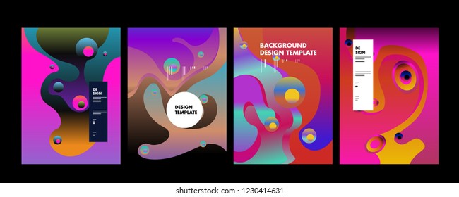 Set of liquid color abstract geometric shapes. Fluid gradient elements for minimal banner, logo, social post. Futuristic trendy dynamic elements. Abstract background. Eps10 vector.