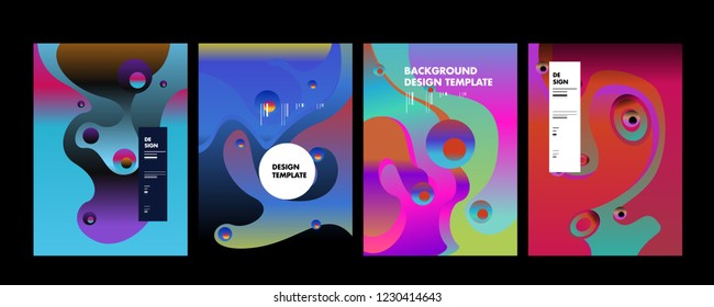 Set of liquid color abstract geometric shapes. Fluid gradient elements for minimal banner, logo, social post. Futuristic trendy dynamic elements. Abstract background. Eps10 vector.